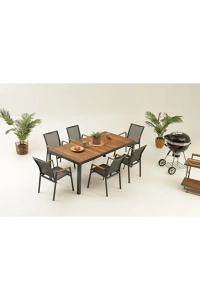 Berus Alüminyum Bahçe Balkon Masa Takımı Antrasit 6 Kişilik